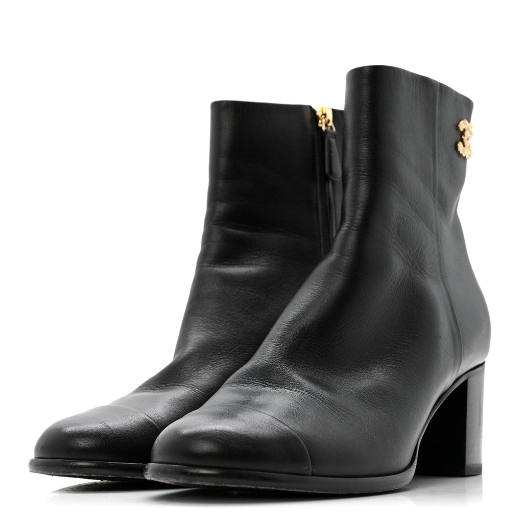 Calfskin CC Ankle Boots 40 Black