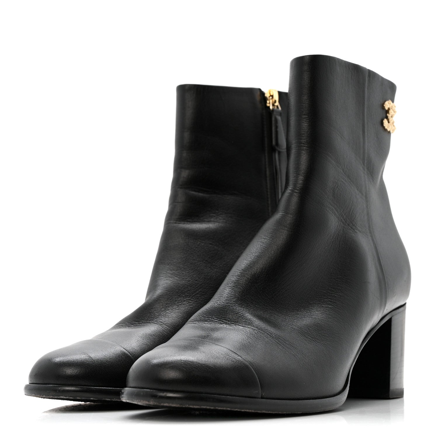Calfskin CC Ankle Boots 40 Black