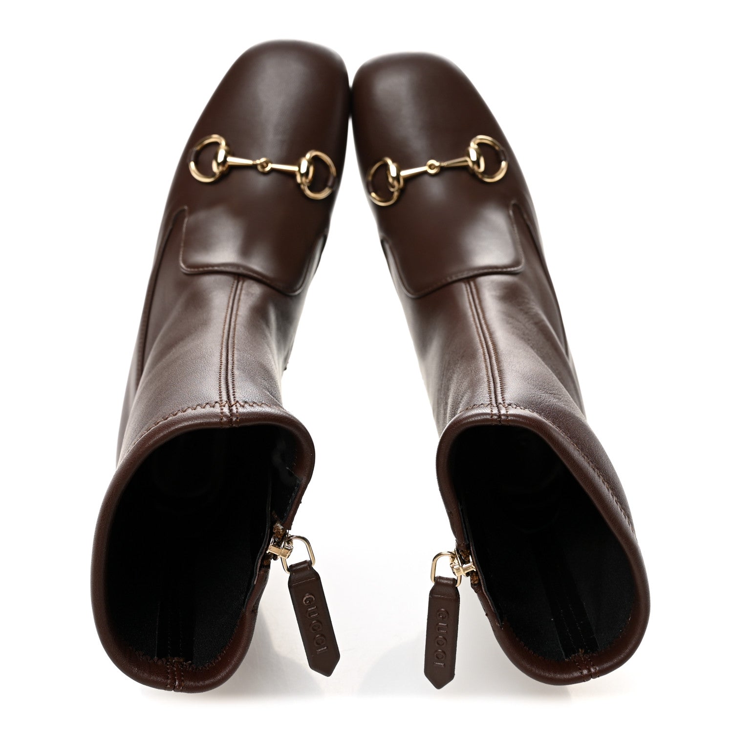 Gucci Nappa Horsebit Ankle Boots 37.5 New Chocolate