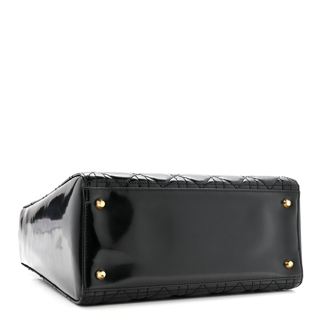 Christian Dior Patent Cannage Medium Lady Dior Black