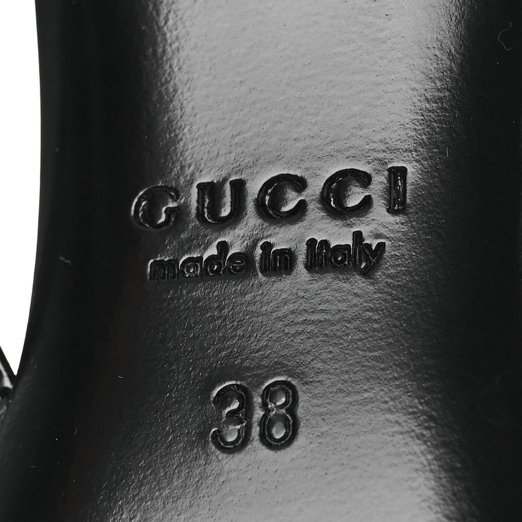 Gucci Patent Regent Calfskin Walma 65 Buckle Slingback Pumps 38 Black