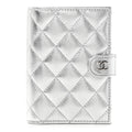 Metallic Caviar Quilted Passport Holder Silver