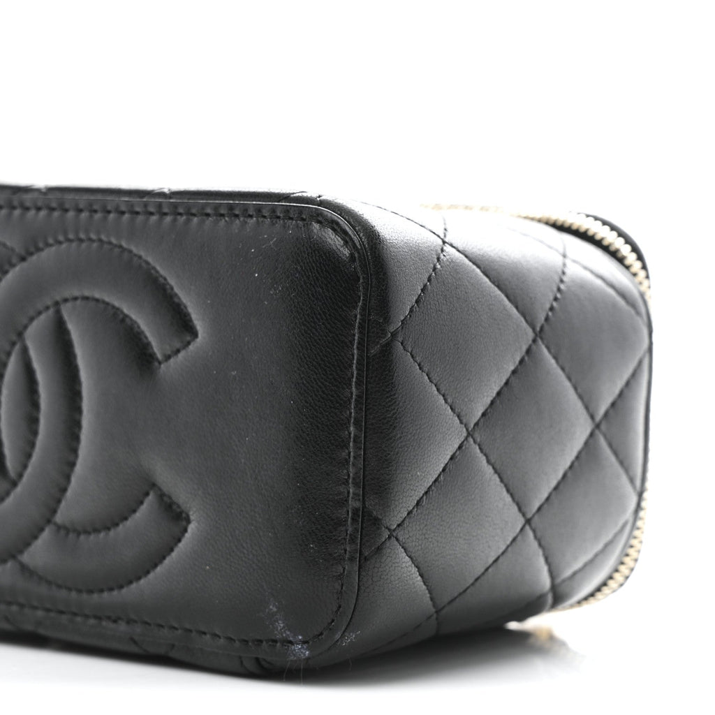 Chanel Lambskin Quilted Small CC Dynasty Vanity Case With Chain Black