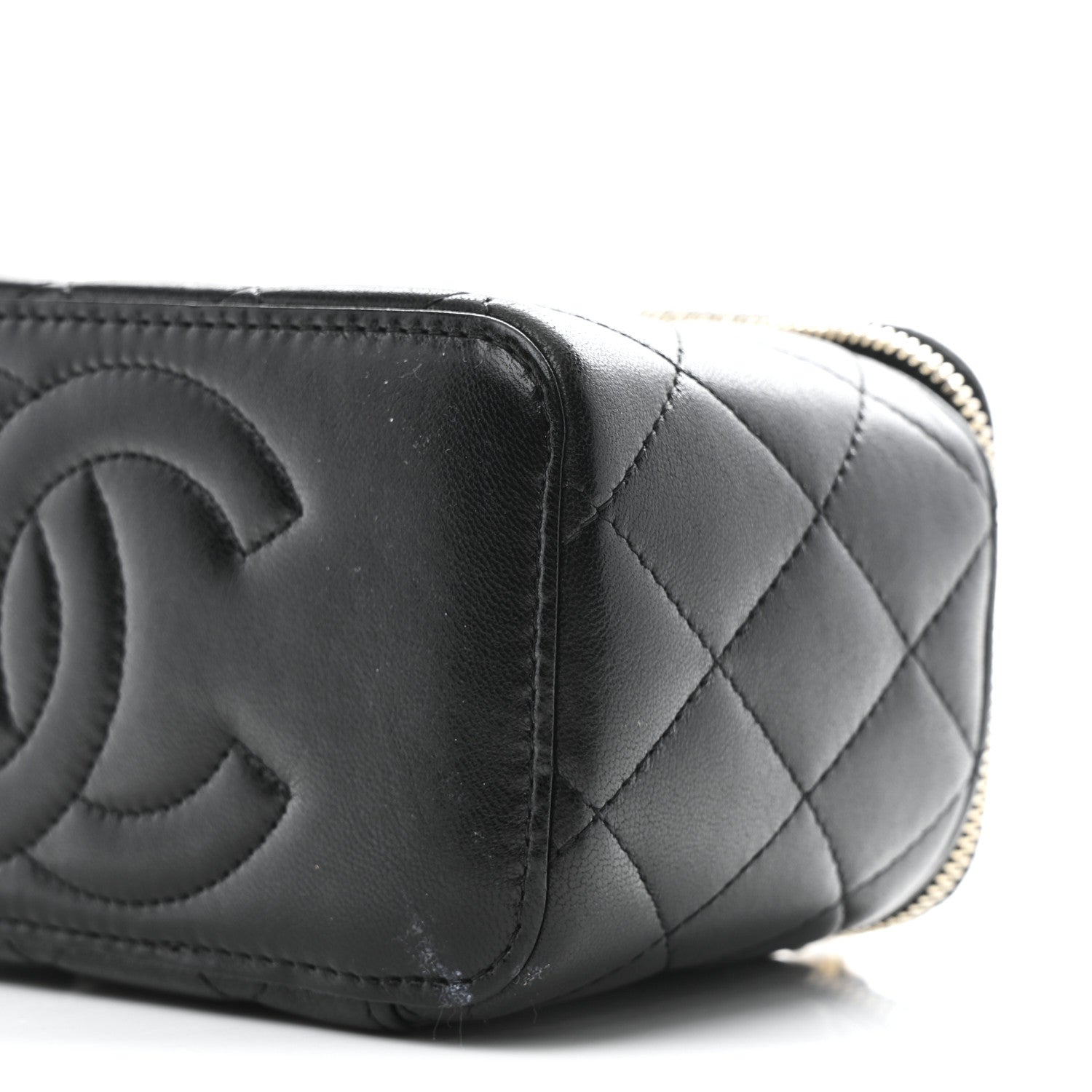 Chanel Lambskin Quilted Small CC Dynasty Vanity Case With Chain Black