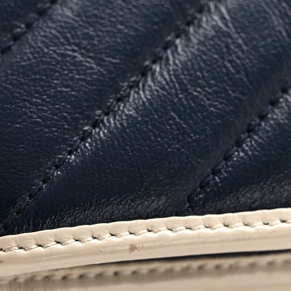 Gucci Vintage Effect Calfskin Matelasse Diagonal Torchon GG Marmont Continental Wallet Blue Agata Mystic White
