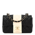 Chanel Lambskin Quilted Mini Rectangular Flap Black White