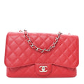Chanel Caviar Quilted Jumbo Single Flap Red