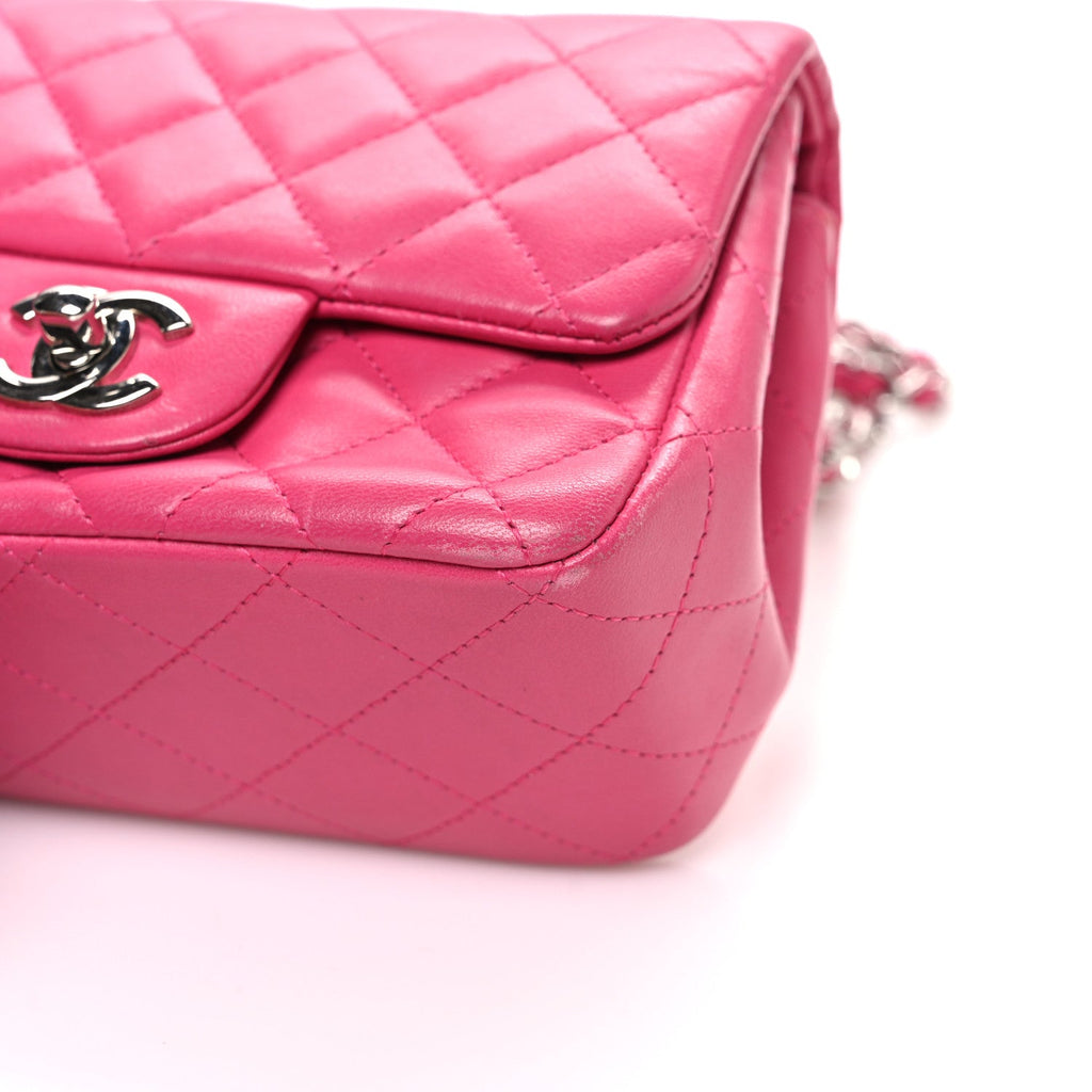 Chanel Lambskin Quilted Mini Square Flap Dark Pink