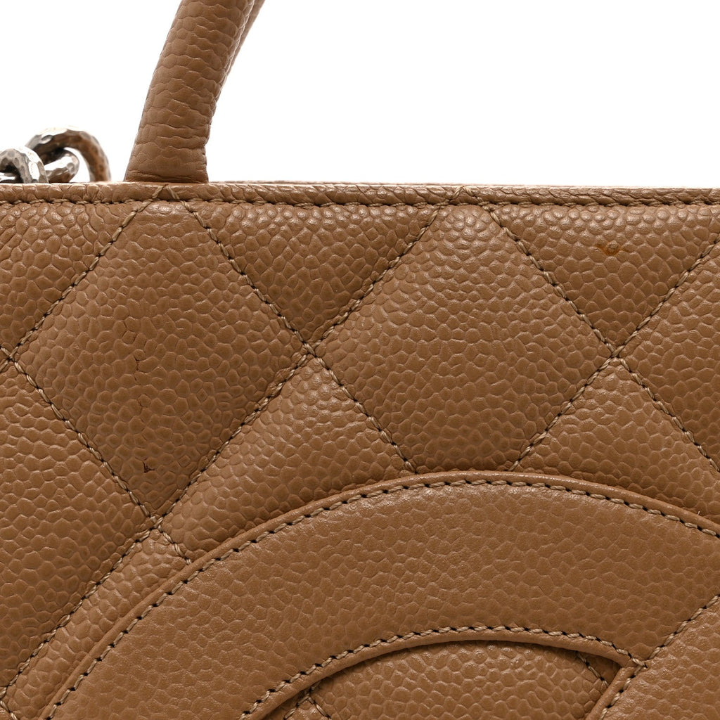 Chanel Caviar Quilted Medallion Tote Beige