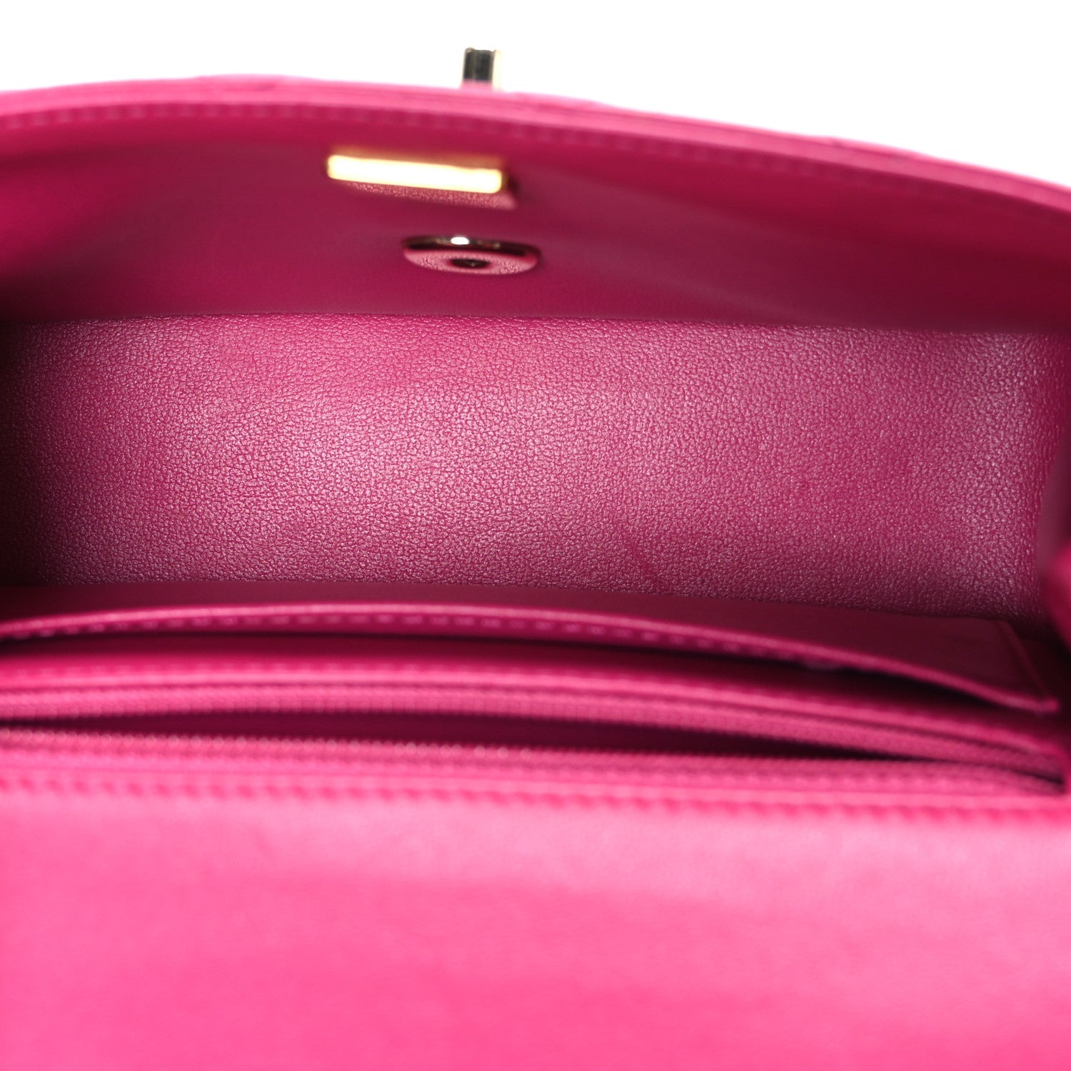 Chanel Lambskin Quilted Mini Crystal Top Handle Rectangular Flap Dark Pink