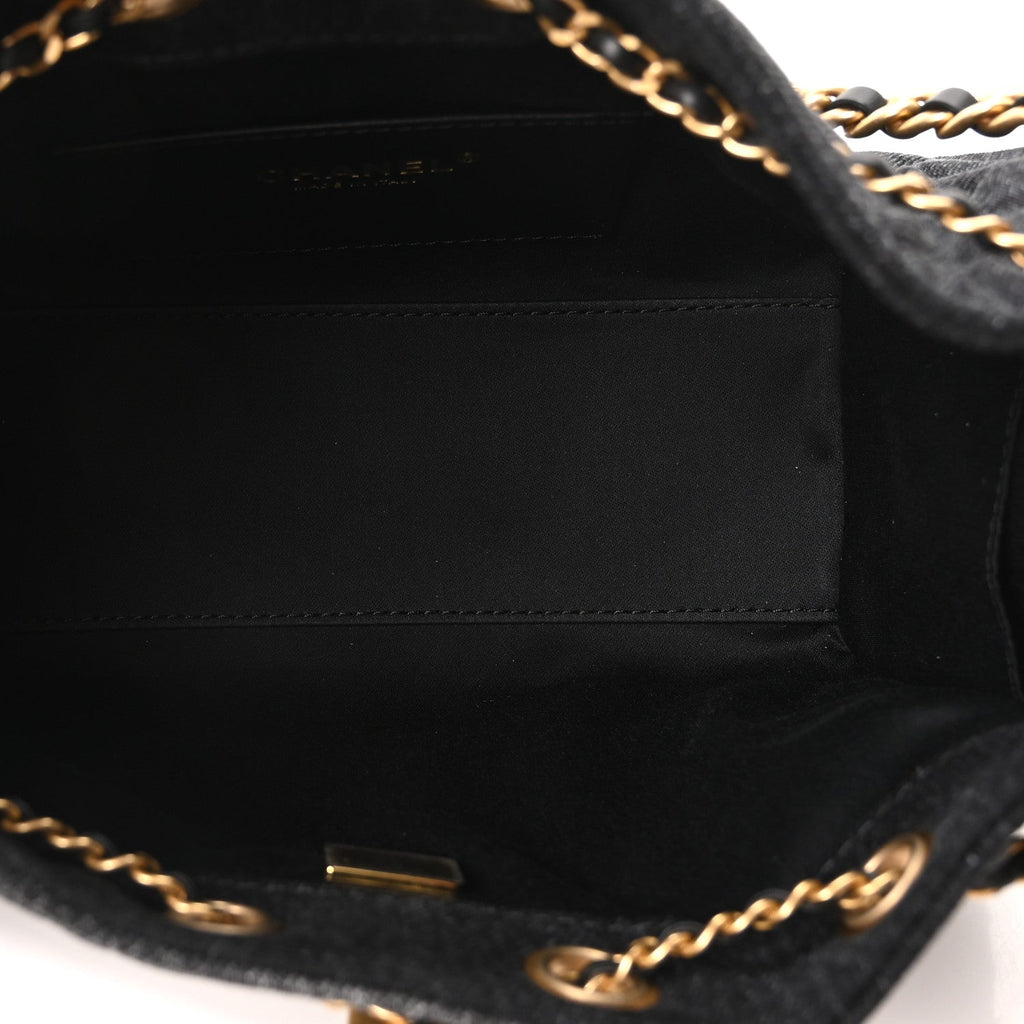 Chanel Washed Denim Quilted Mini Chanel 25 Handbag Black