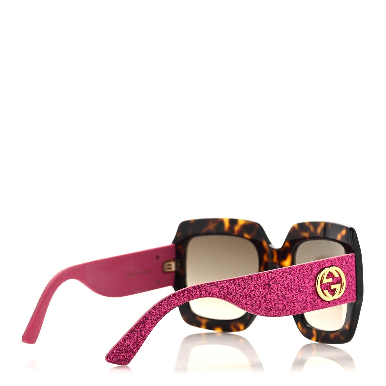 Gucci Square Frame GG0102S Sunglasses Glitter Pink Multi
