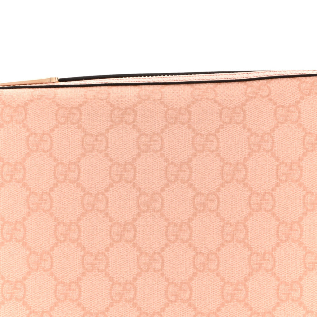 Gucci GG Supreme Monogram Textured Calfskin Web Super Mini Ophidia Shoulder Bag Pink