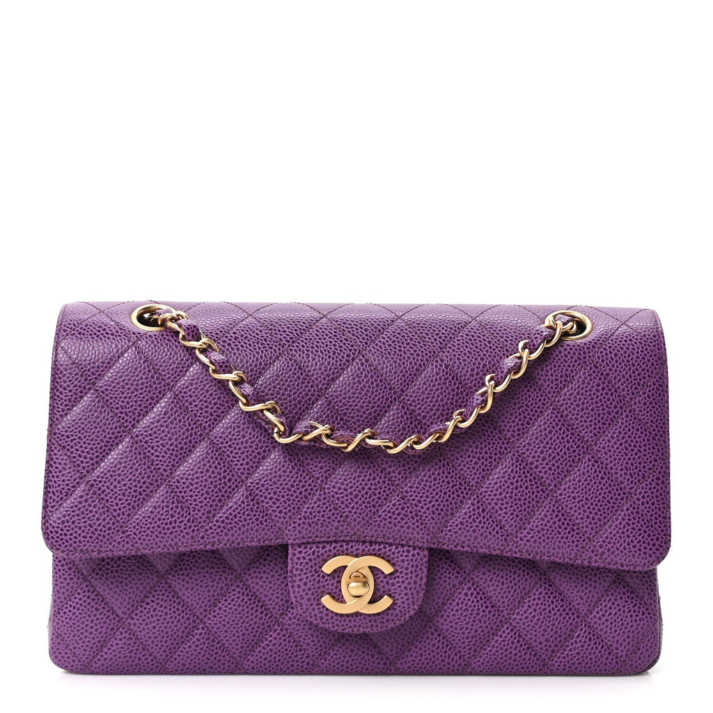 Chanel Caviar Quilted Medium Double Flap Purple