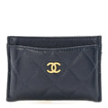 Caviar Quilted Card Holder Navy