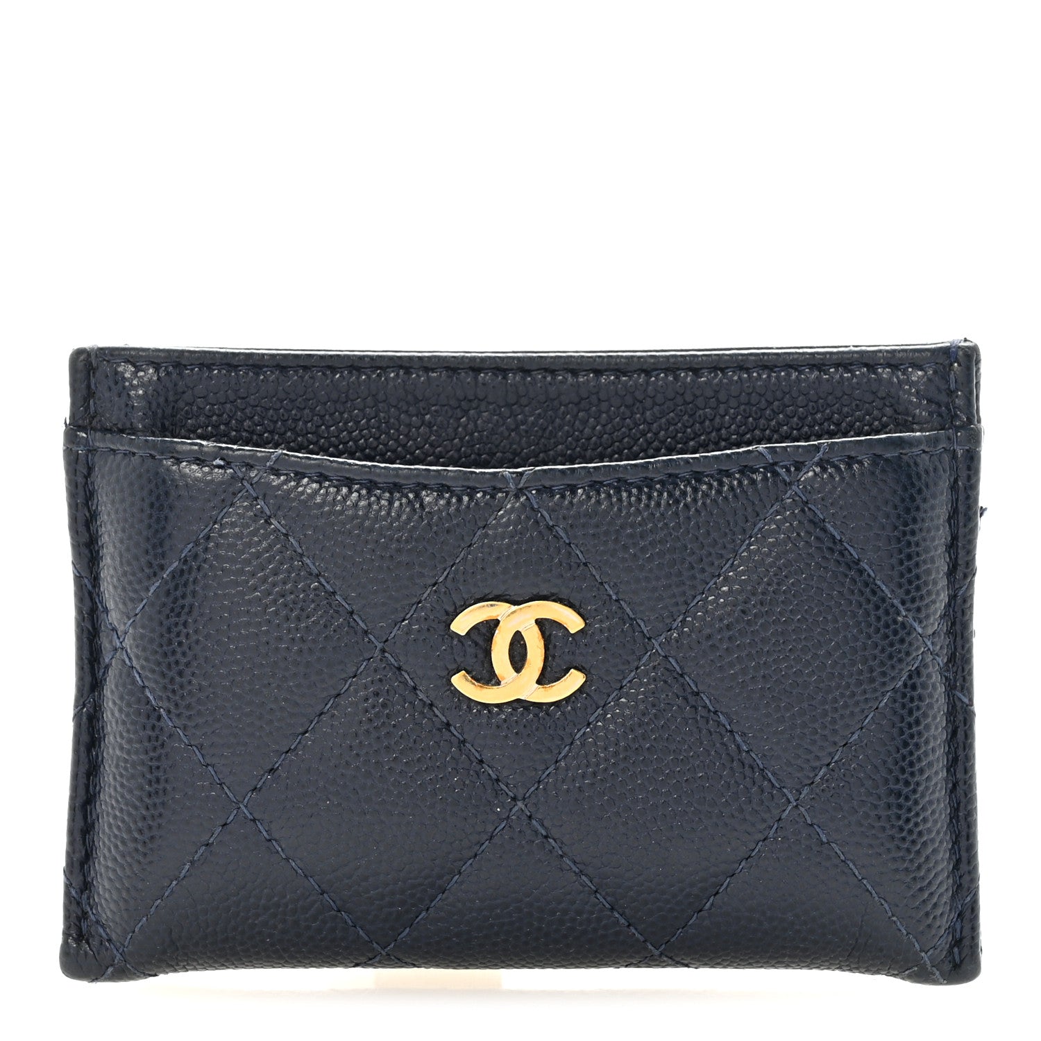 Caviar Quilted Card Holder Navy