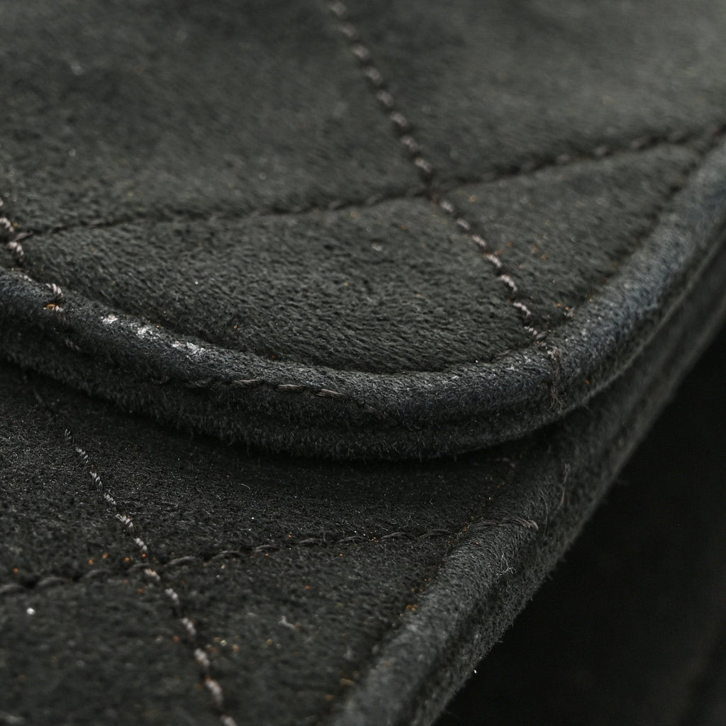 Chanel Suede Quilted Medium Single Flap Black