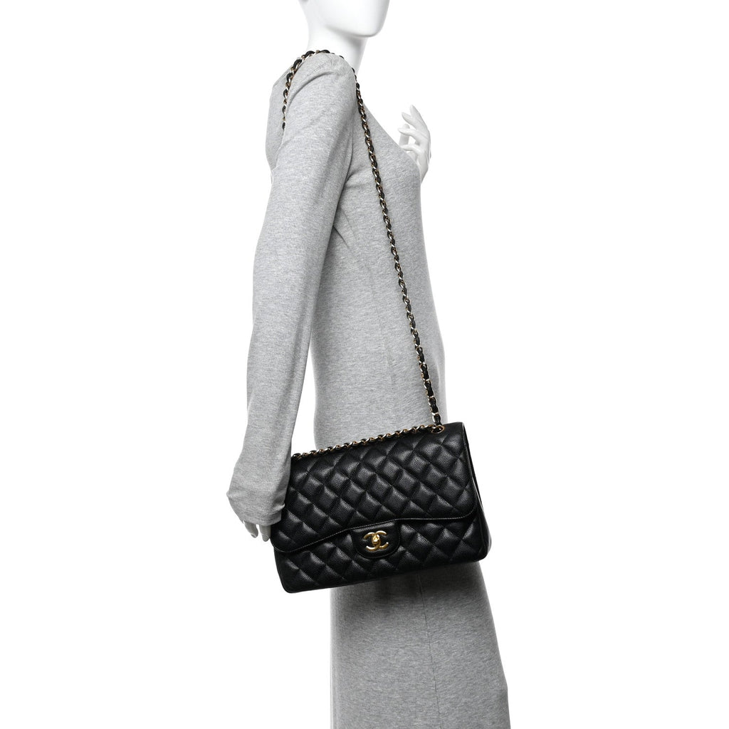 Chanel Caviar Quilted Jumbo Double Flap Black
