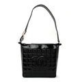 Chanel Patent Quilted Small Chocolate Bar Shoulder Bag Black