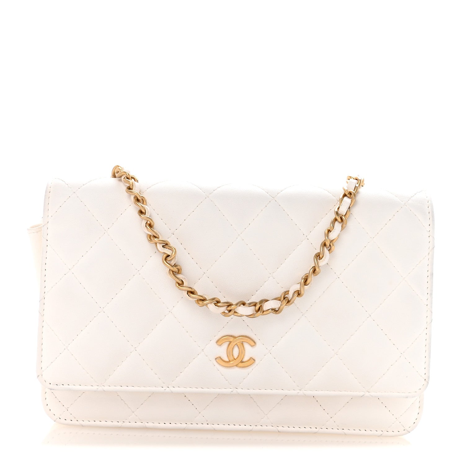 Chanel Lambskin Quilted Romance Wallet On Chain WOC White