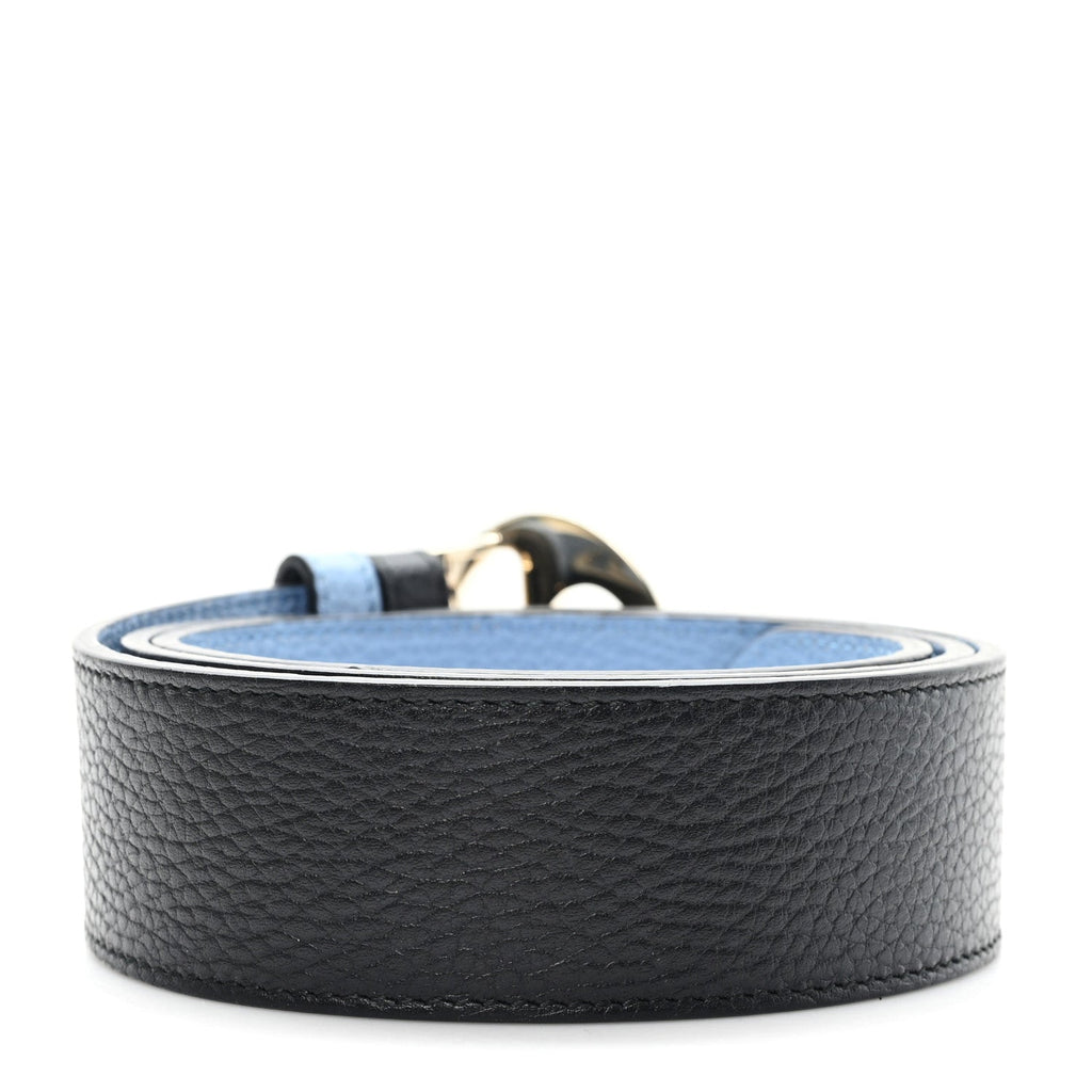 Gucci Dollar Calfskin 1973 Reversible Belt 90 36 Black Mineral Blue