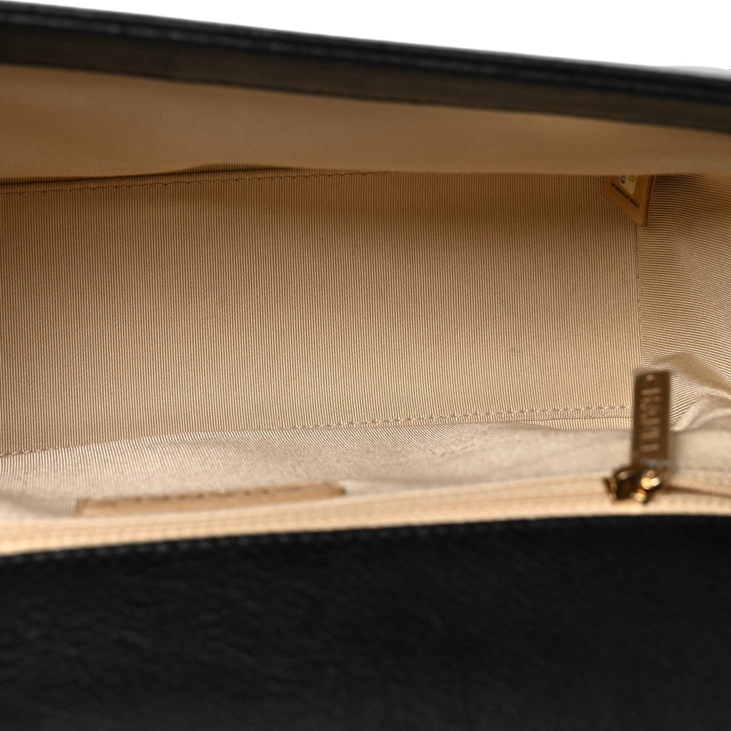 Chanel Grained Calfskin Quilted Large Label Click Flap Bag Black