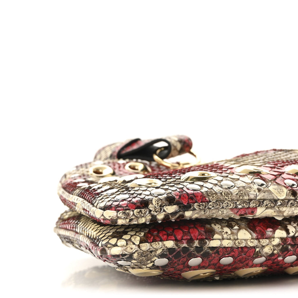 Gucci Snakeskin Large Arli Top Handle Bag Pink Beige