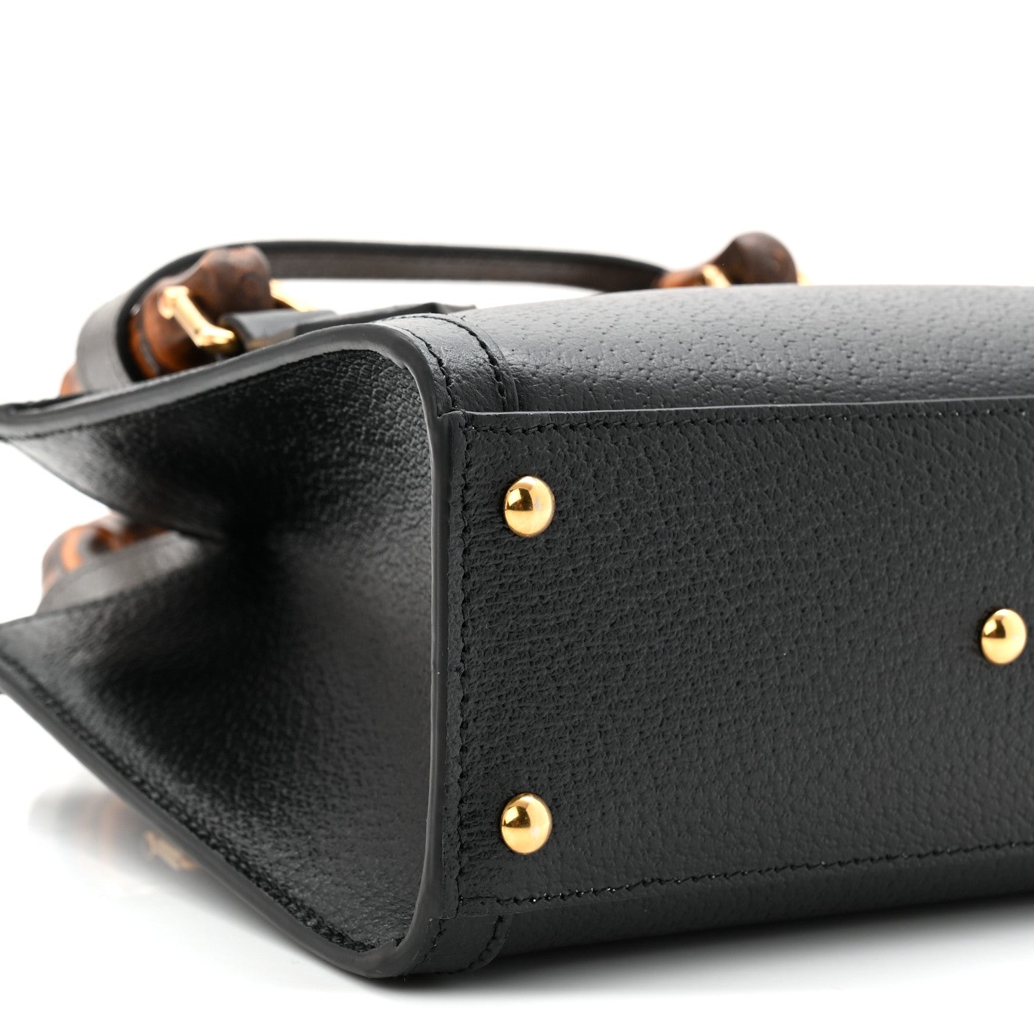 Gucci Textured Dollar Calfskin Web Mini Diana Tote Bag Black