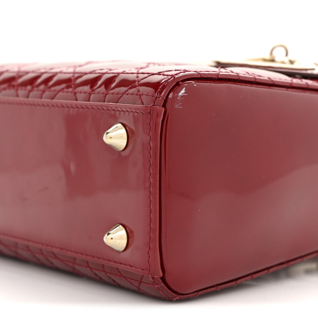 Christian Dior Patent Cannage Small Lady Dior Cherry Red