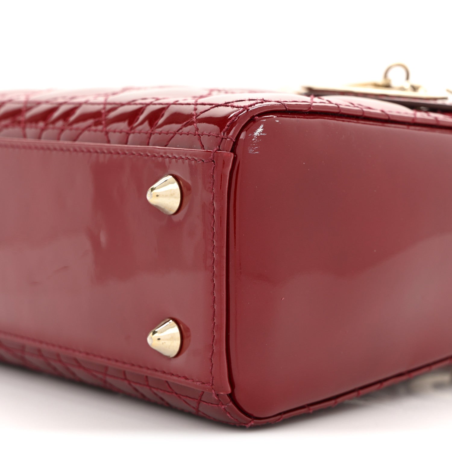 Christian Dior Patent Cannage Small Lady Dior Cherry Red