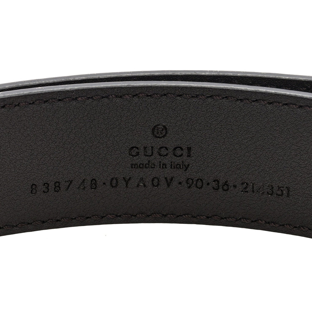 Gucci Plutone Calfskin Plaque GG 30mm Belt 90 36 Cocoa