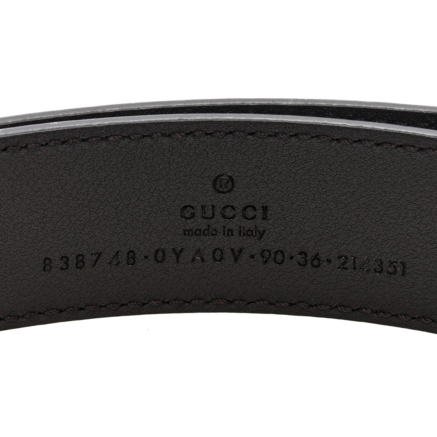 Gucci Plutone Calfskin Plaque GG 30mm Belt 90 36 Cocoa