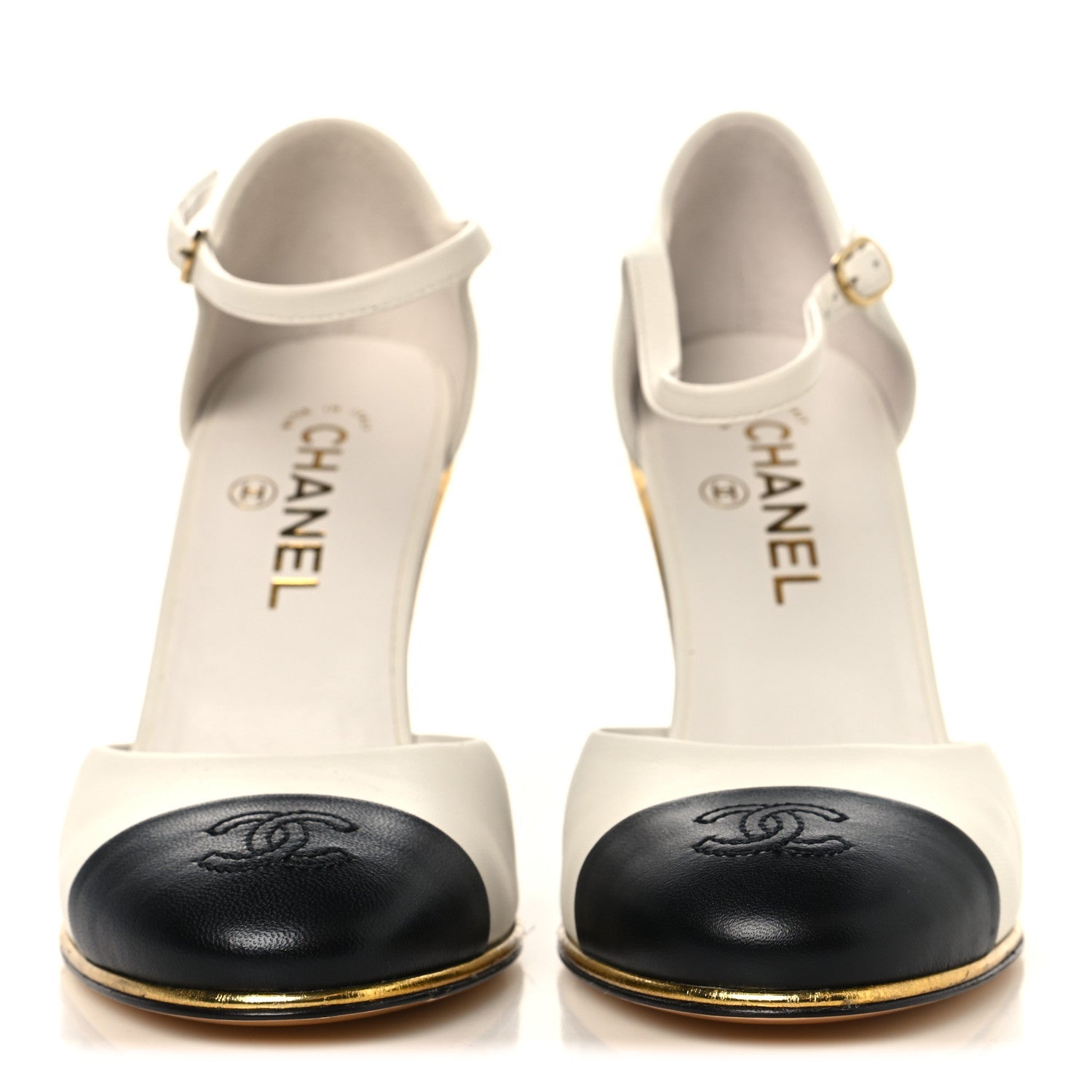Lambskin Cap Toe Open Wedge 38 Black White