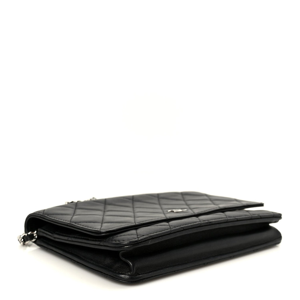 Chanel Lambskin Quilted Wallet On Chain WOC Black