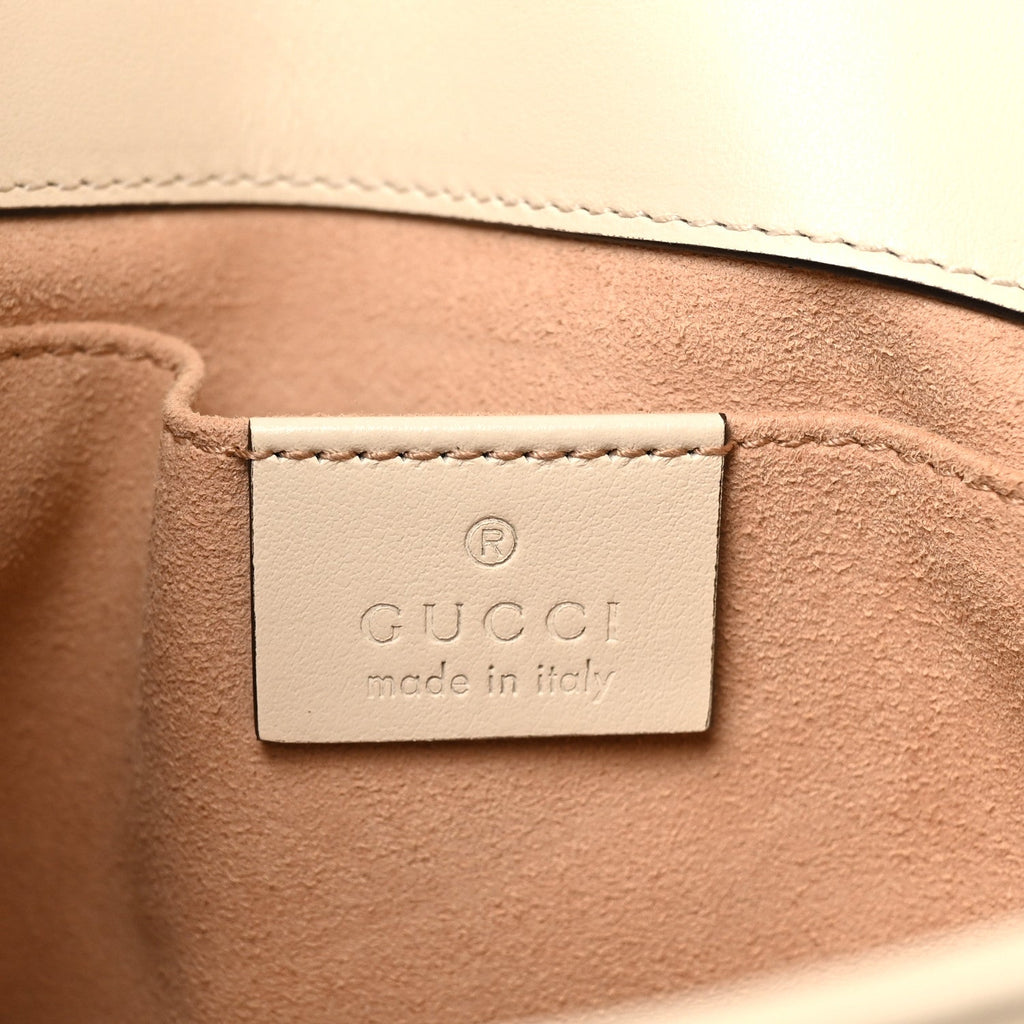 Gucci Calfskin Matelasse Mini GG Marmont Shoulder Bag White