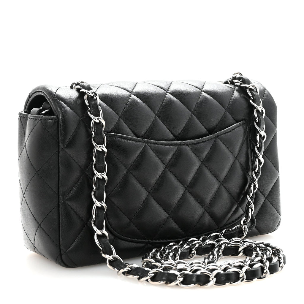 Chanel Lambskin Quilted Mini Rectangular Flap Black