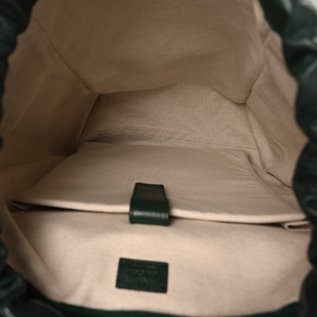 Gucci Grained Calfskin Medium Ophidia Double Buckle Backpack Green