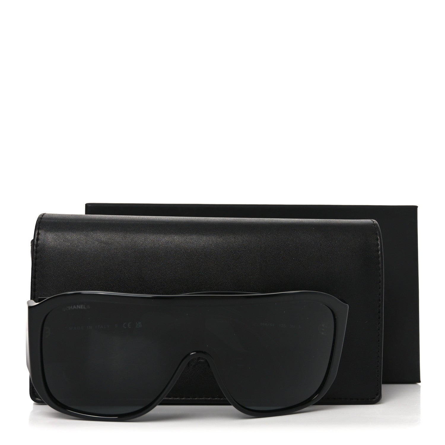 Acetate Crystal CC Shield Sunglasses 5466-B Black