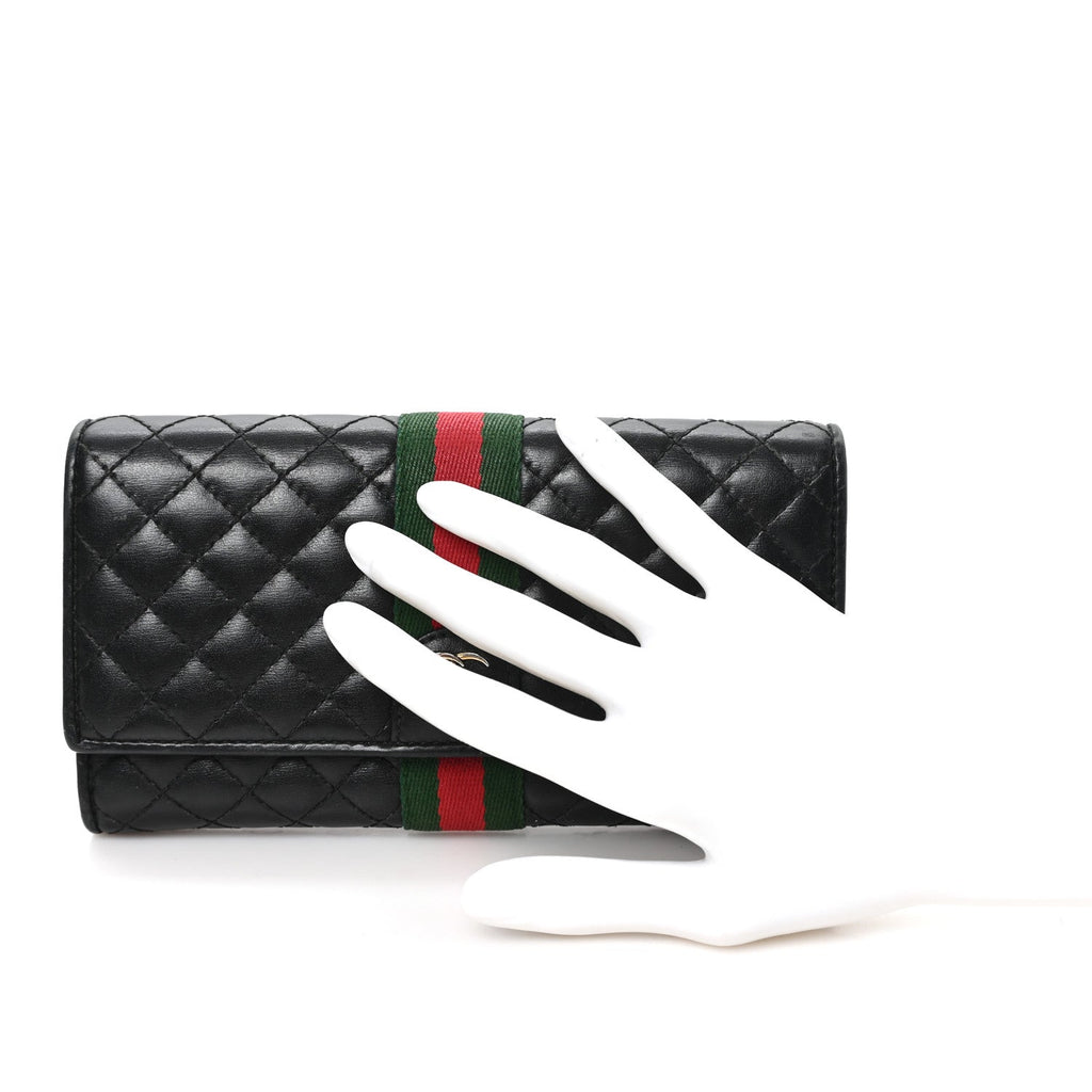 Gucci Calfskin Web Trapuntata GG Continental Wallet Black