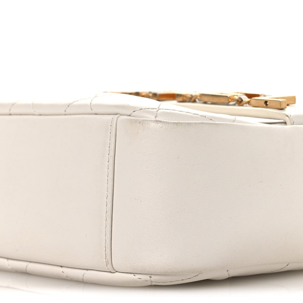Chanel Calfskin Quilted Enchained Camera Case Bag White