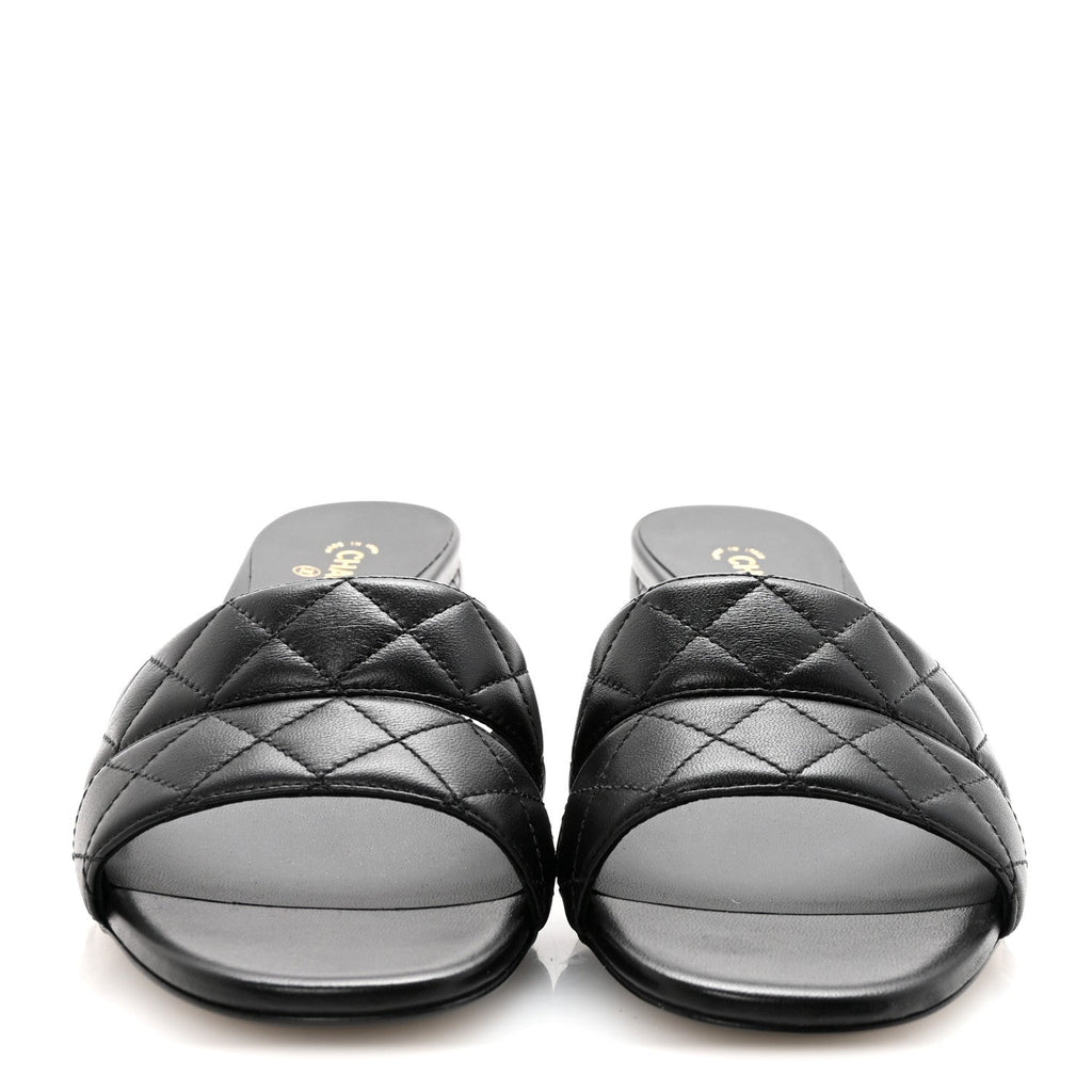 Lambskin Quilted Mules 40 Black
