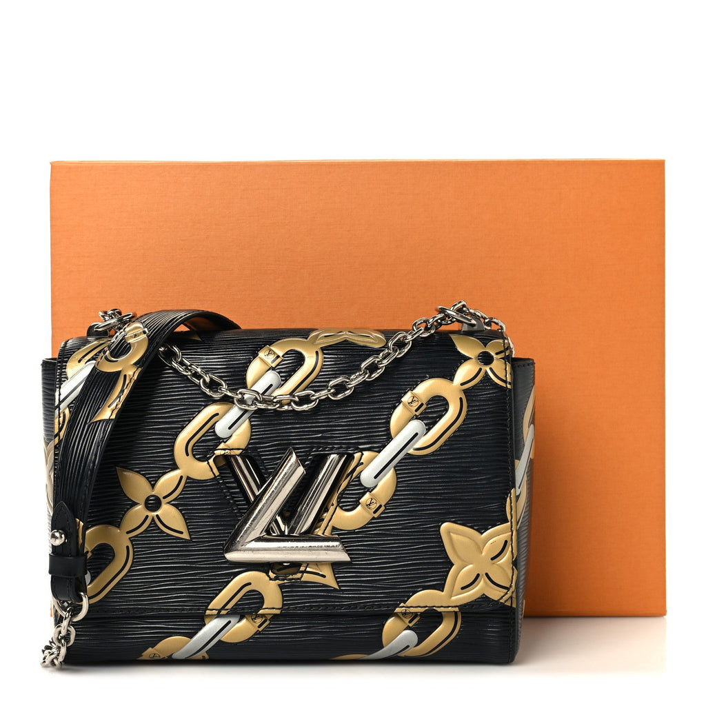Louis Vuitton Epi Chain Flower Twist Shoulder Bag MM Black