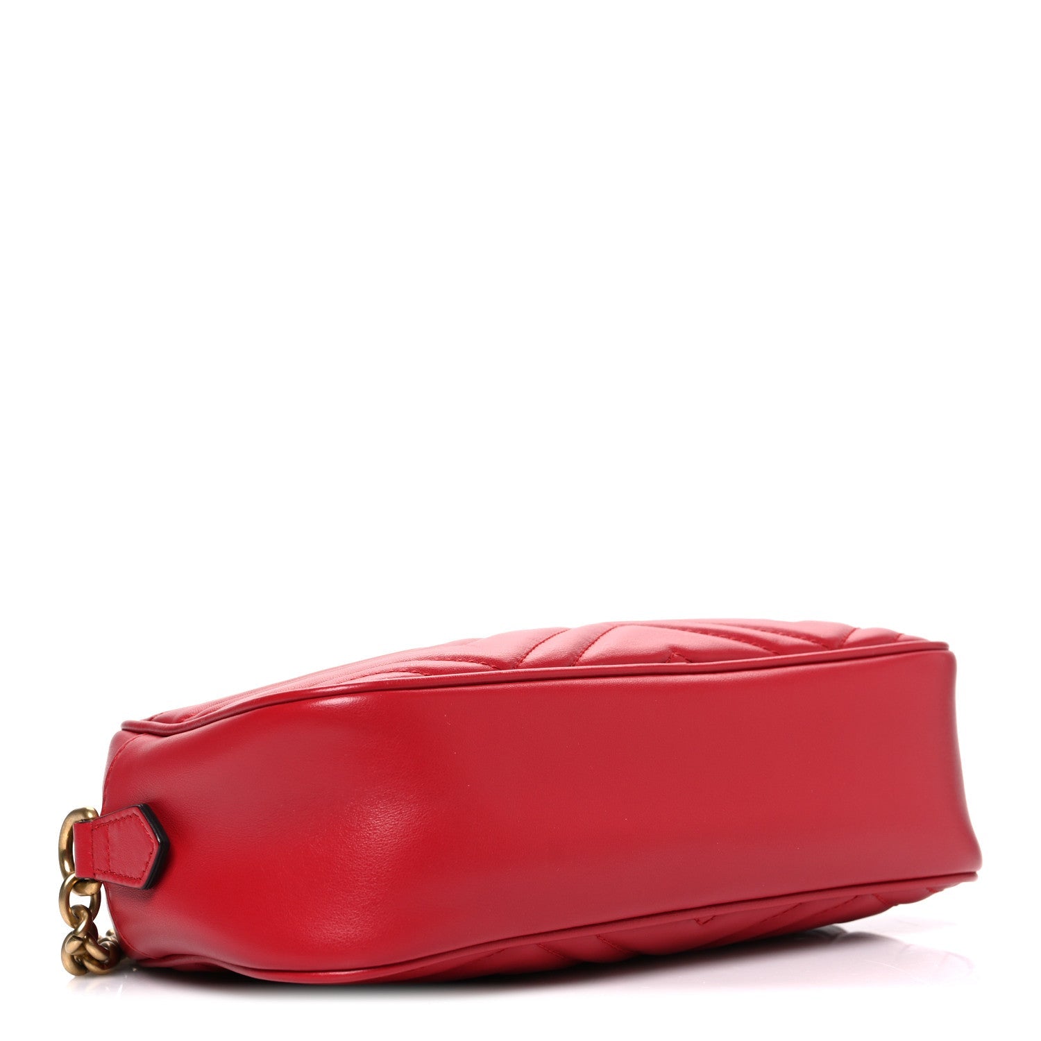 Gucci Calfskin Matelasse Small GG Marmont Chain Shoulder Bag Hibiscus Red