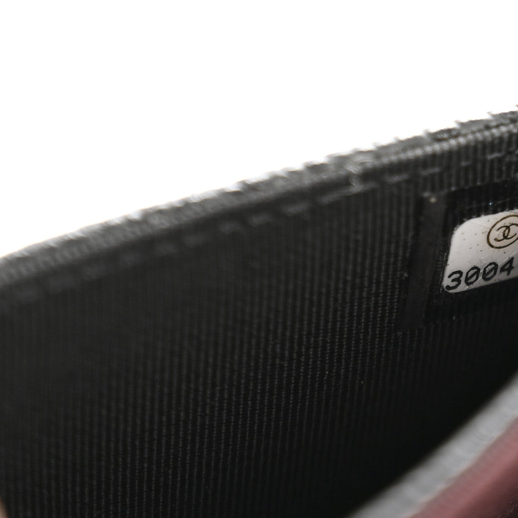 Caviar Quilted Flap Card Holder Wallet Black