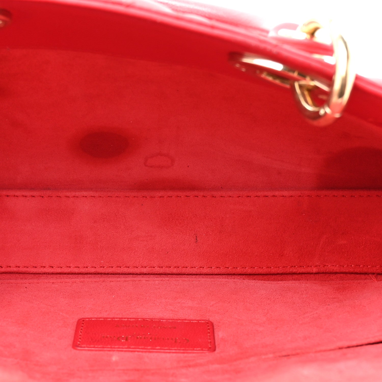 Christian Dior Lambskin Cannage Medium Lady D-Joy Red