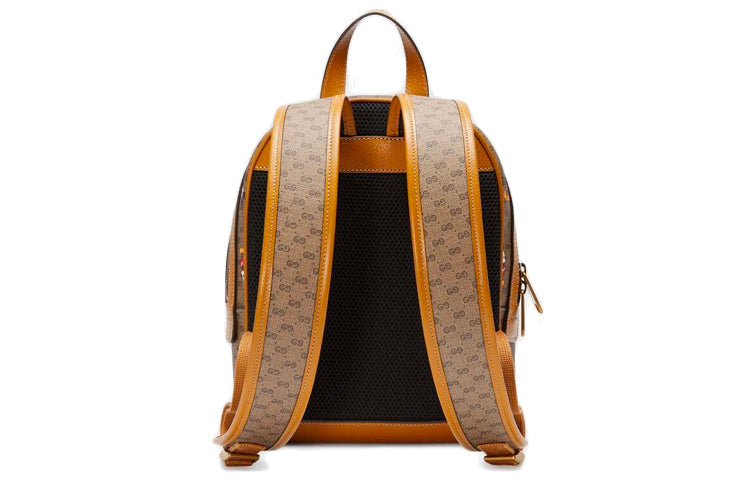 GUCCI x Disney Crossover Mickey Mouse Printing Logo Leather Logo Canvas Schoolbag Backpack Small Unisex Ebony / Brown 552884-HWUDM-8603