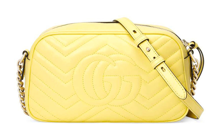(WMNS) GUCCI GG Marmont Silver Logo Messenger Bag Yellow 447632-DTD1Y-7412