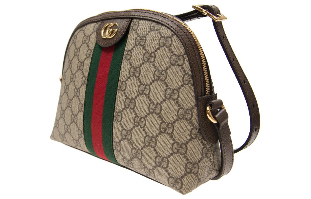 (WMNS) GUCCI Ophidia Gold Logo Retro GG Stripe Webbing Canvas Shoulder Messenger Bag Small / Brown 499621-K05NG-8745