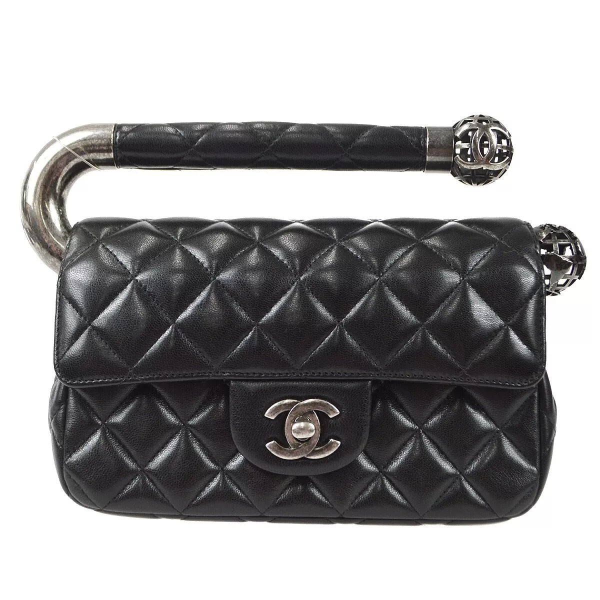 Chanel Black Lambskin Around the World Handbag