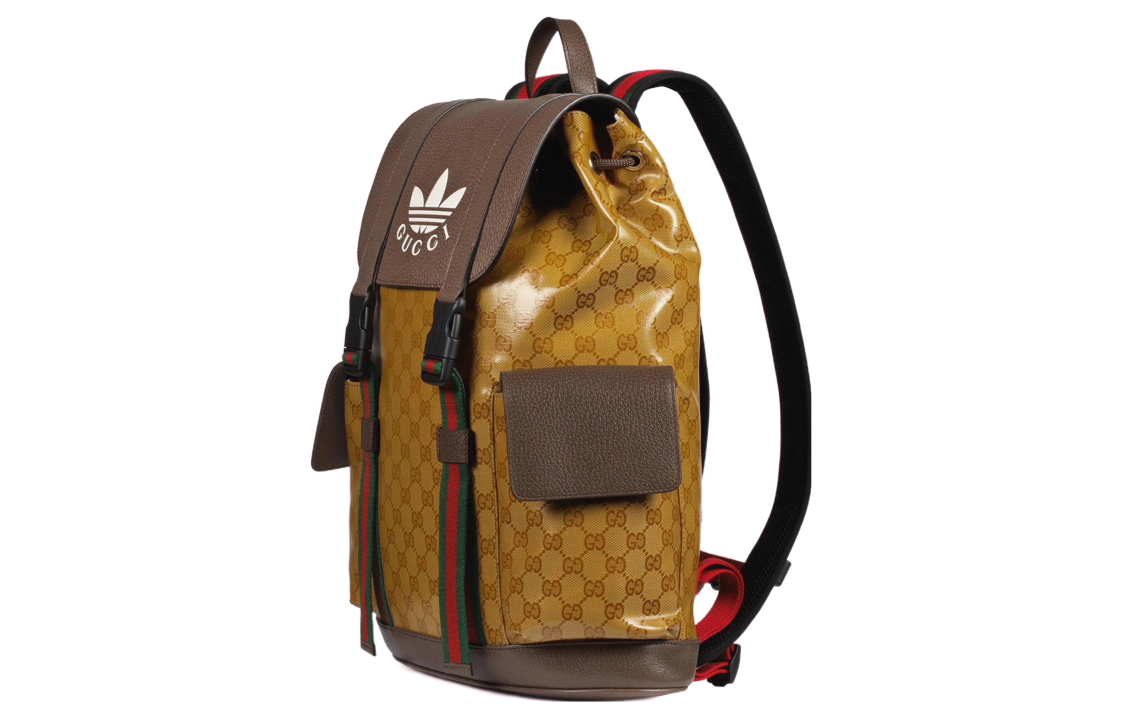 GUCCI x adidas Logo backpack schoolbag Brown Yellow 22 495563-UVSHT-7269